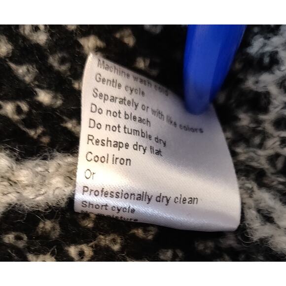 Maryline Cardigan Sweater Gray Black Medium M Wool Blend Italy Open Knit Career - Picture 10 of 10